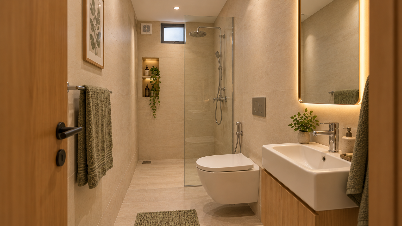 Rear attached bathroom