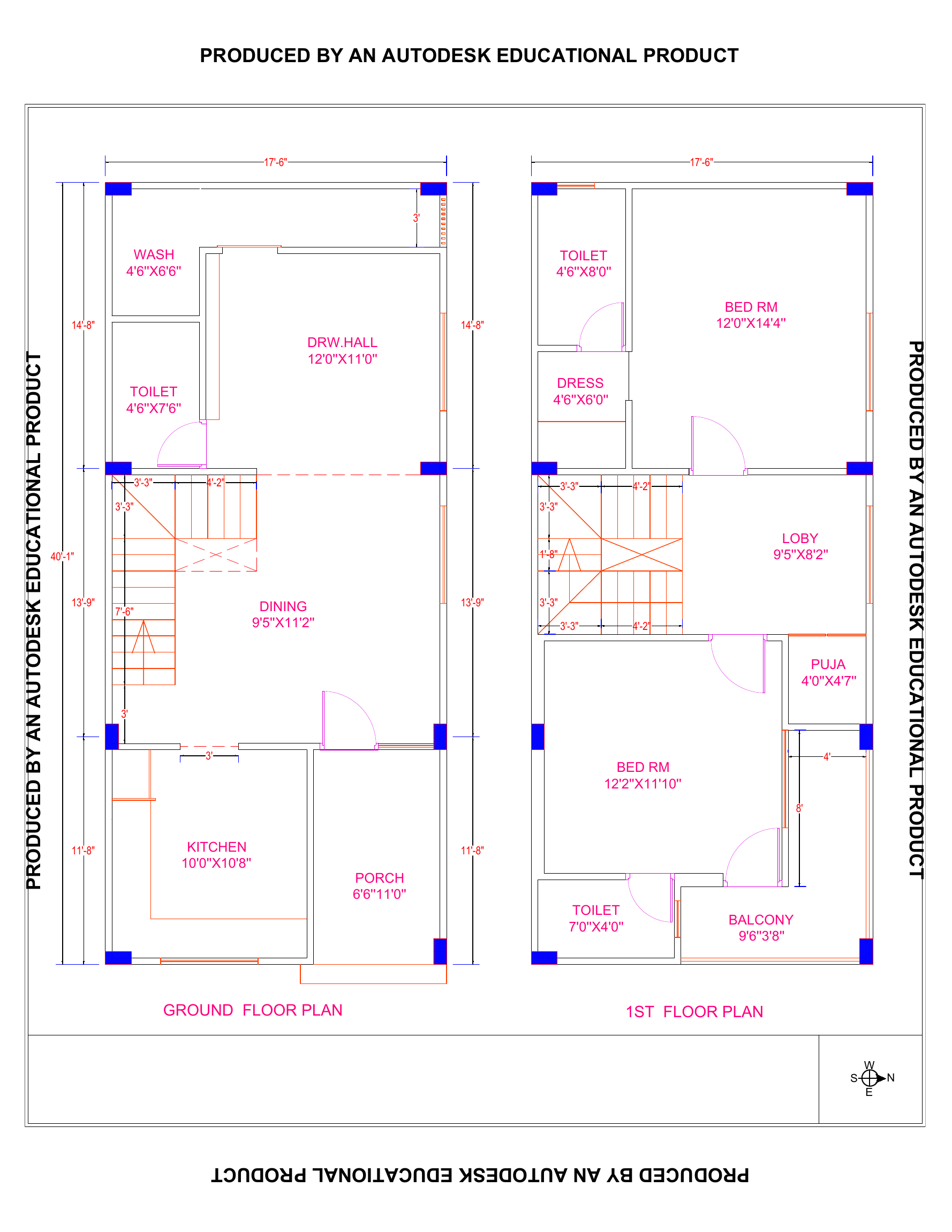 प्रदत्त ground और first floor का मूल प्लान